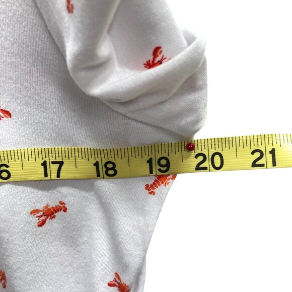 Emily Daniels Polo Top, Size Medium, Lobster Print, Roll Tab Short Sleeve NEW - Picture 9 of 12
